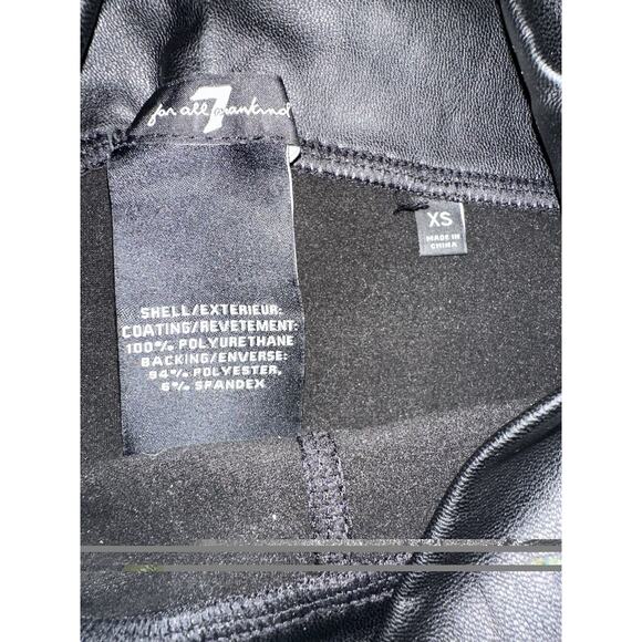 7 For All Mankind Moto Legging Womens Size XS Black Faux Leather Wide Waistband - Picture 9 of 10